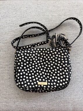 kate spade Black and White Polka Dot Crossbody with Tassel Accent